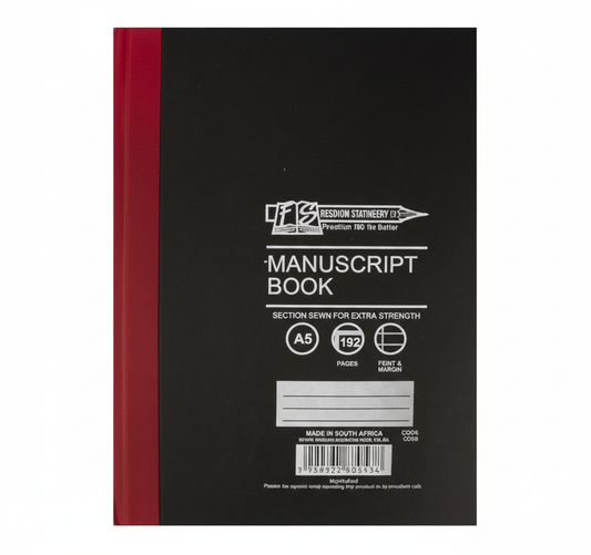 A5 Hardcover Manuscript Book, Feint Ruled with Margin, 192 Pages - Pack of 5