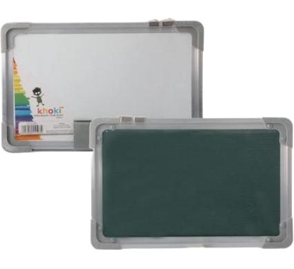 Double Sided Dry Wipe Board and Chalk - 45 x 35 cm