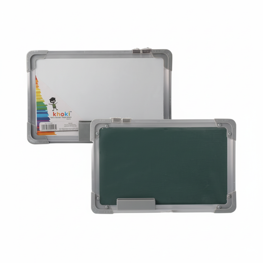 Double Sided Dry Wipe Board and Chalk - 45 x 35 cm