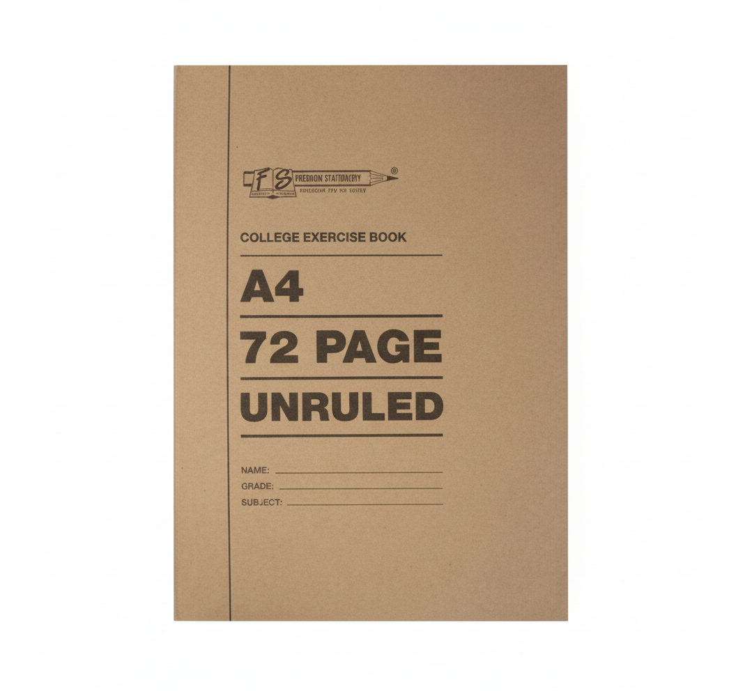 Unruled College Exercise Book with 72 Pages - Bulk Pack of 20