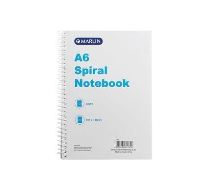 Marlin A6 Spiral Bound Notebook - Bulk Pack of 12 - 100 Pages - Feint Ruled