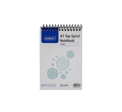 Marlin A7 Spiral Bound Notebook - Bulk Pack of 12 - 72 Pages - Feint Ruled