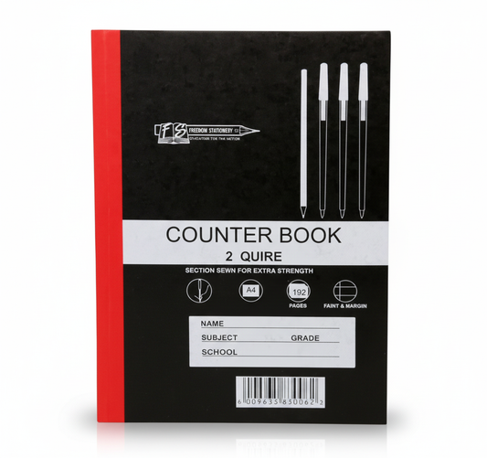 Hard Cover A4 Counter Book - Bulk Pack of 5 - 192 Pages - Feint Ruled with Margin