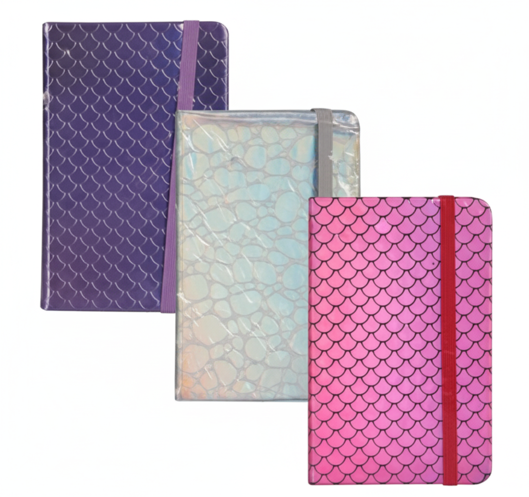 Notebook with Elastic Band and Pattern Design (8 x 14 cm) - Various Colours