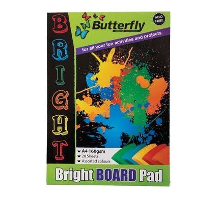 Marlin A4 Board Pad - 20 Sheets - 160 gsm - Assorted Bright Colours