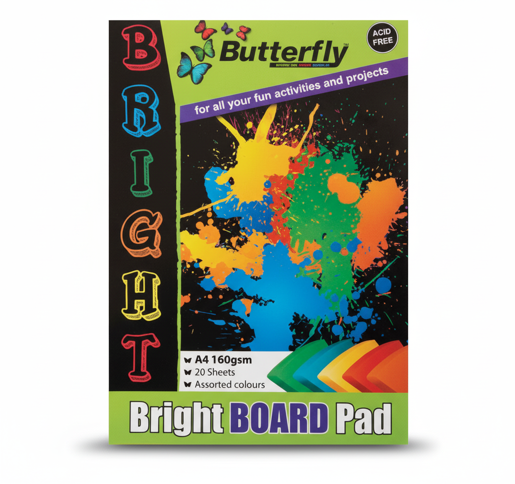 Bright Colours A4 Board Pad with 20 Sheets (160 gsm) - Assorted