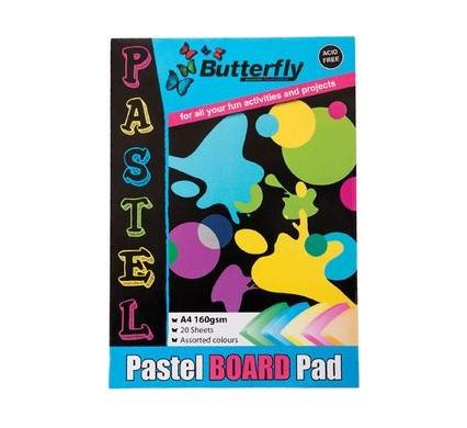 Marlin A4 Board Pad - 20 Sheets - 160 gsm - Assorted Pastel Colours