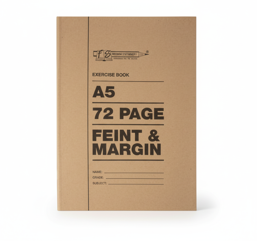 Bulk Pack of 20 A5 College Exercise Books with 72 Pages, Feint Ruled with Margin