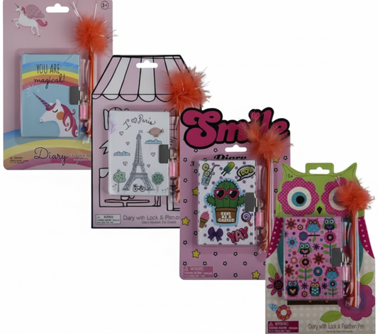 Novelty Girl Diary With Lock and Pen - 150 Pages