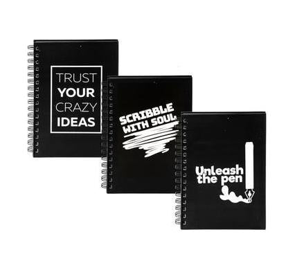 Novelty Spiral Notebook with Words - A5 - 60 Sheets - 60g Paper - Assorted