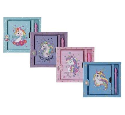 Novelty Unicorn Notebook with Pen - 19 x 18 cm