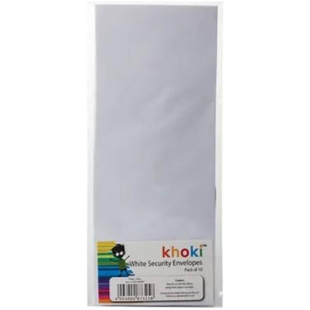 White Security Envelopes - Pack of 10 - 240 x 107 mm