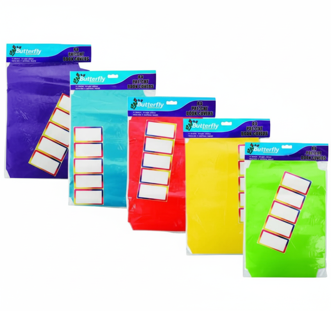 Pre-Cut Paper Book Covers in Assorted Colours (A4 Size, 5 Pack)