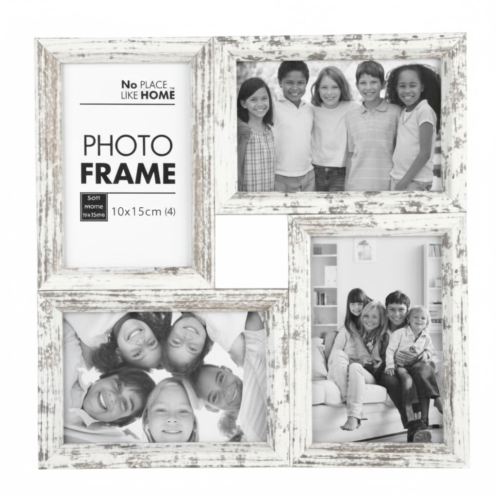 Plastic Collage Picture Frame Distressed - For 4 Photographs - 29x29 cm