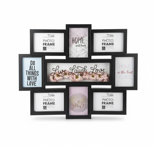 Picture Frame Collage - Plastic - 8 Openings - With Words - Various Colors