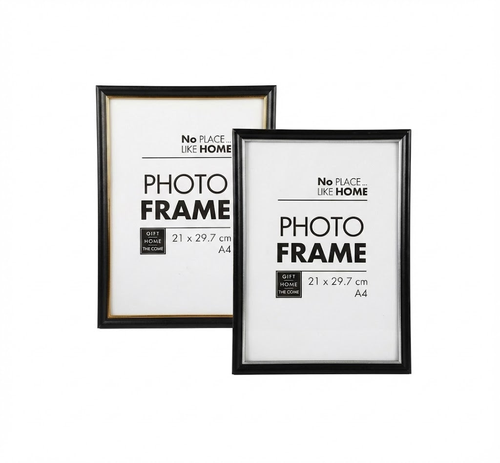 Plastic Certificate Frames - Black with Silver Rims or Black with Gold Rims