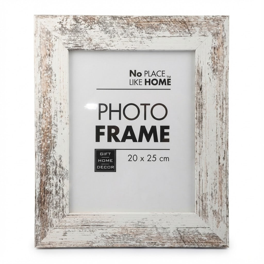 Wooden Distressed White Picture Frame - For 20 x 25 cm Photo
