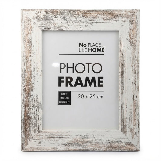 Wooden Distressed White Picture Frame - For 20 x 25 cm Photo