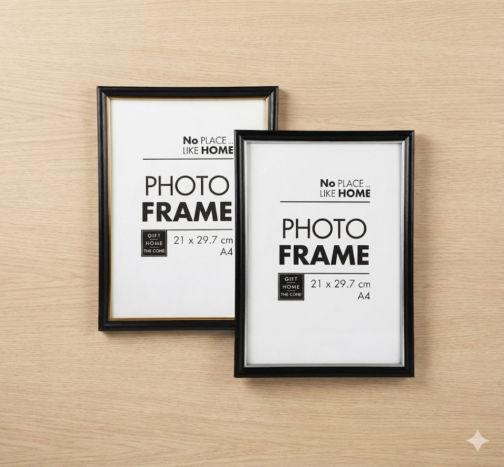 Plastic Certificate Frames - Black with Silver Rims or Black with Gold Rims