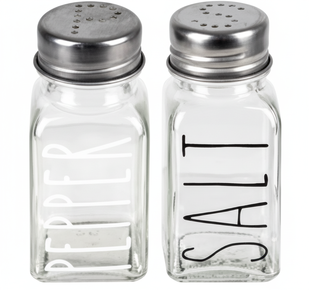 Condiment Shaker - Salt or Pepper Design - Assorted Designs