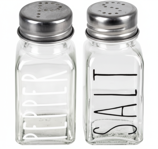 Condiment Shaker - Salt or Pepper Design - Assorted Designs