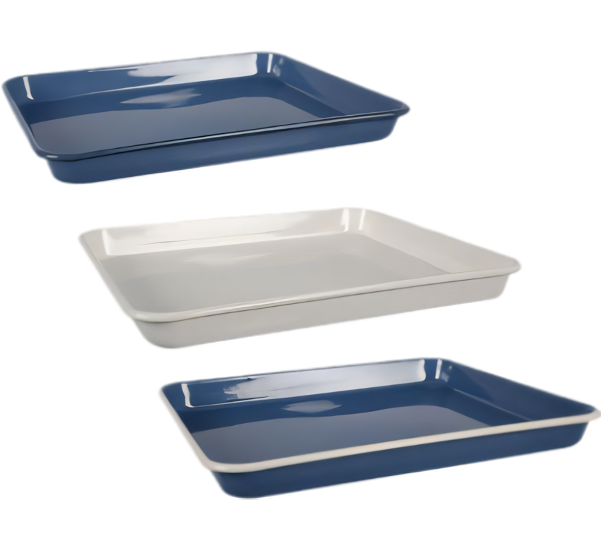 Enamel Rectangular Tray - 27x30cm - Various Colors