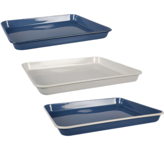 Enamel Rectangular Tray - 27x30cm - Various Colors