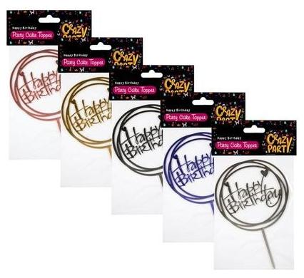 Cake Topper - Happy Birthday - 1 Piece - Round
