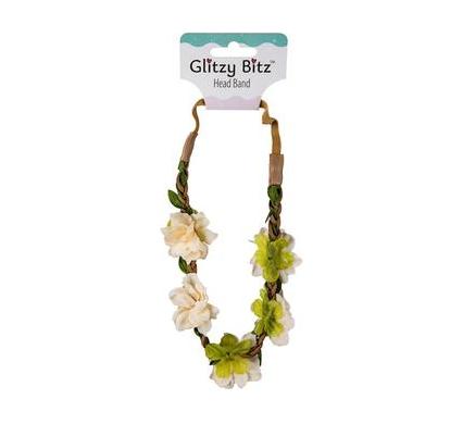 Hair Band with Flowers - Elasticated