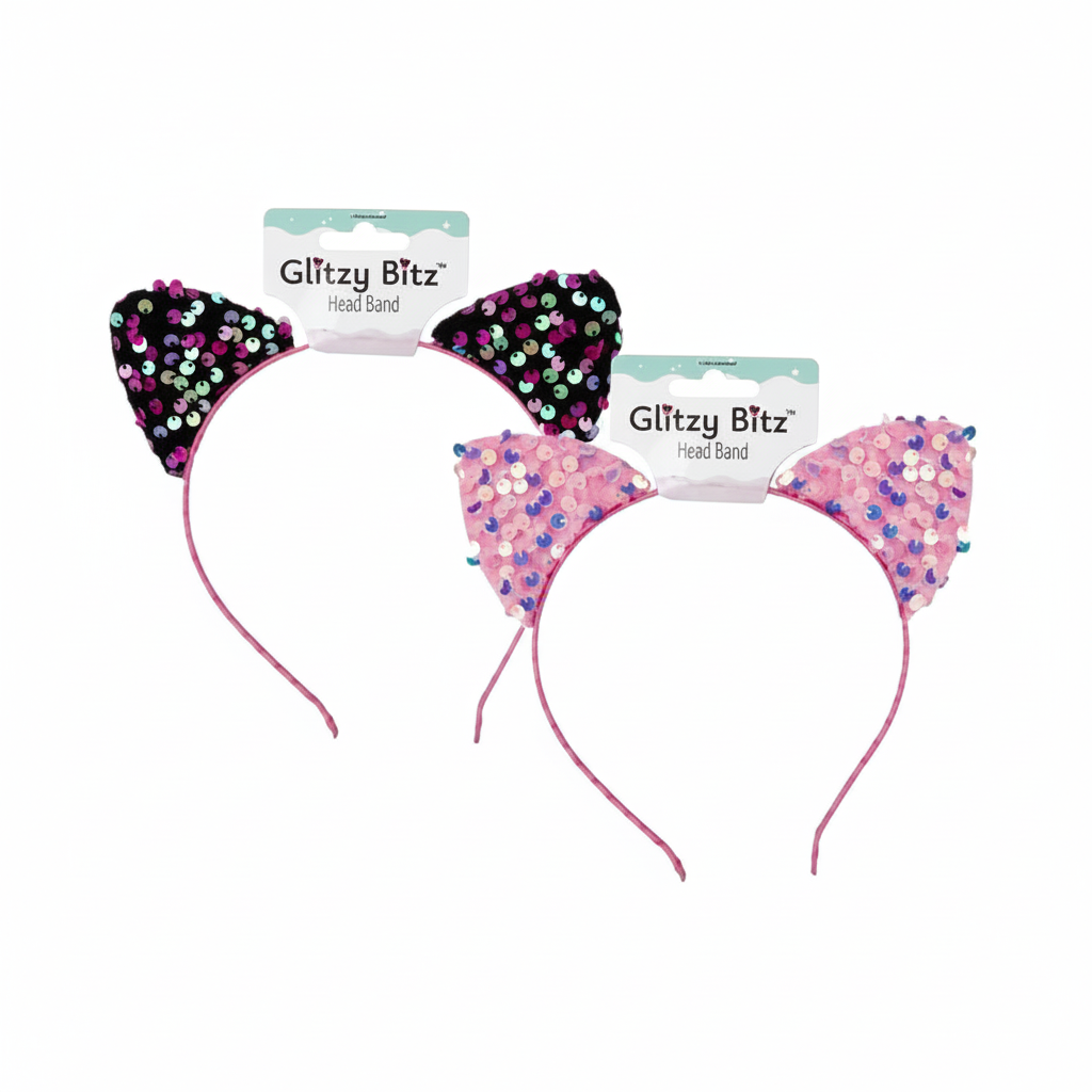 Hair Alice Band - Sequin Cat Ears - Various Colors