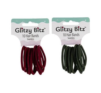Hair Band Elastic - 10 Pieces - Green/Maroon