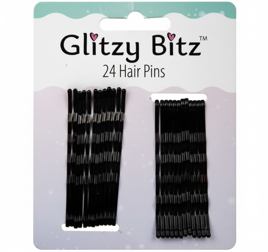 Hair Clips - Black Pins - 65 mm - 24 Pieces