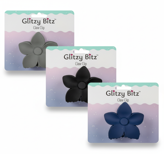 Hair Claw Clip - Flower Design - Various Colors