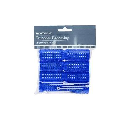 Medium Plastic Hair Curlers - Pack of 8 - Blue