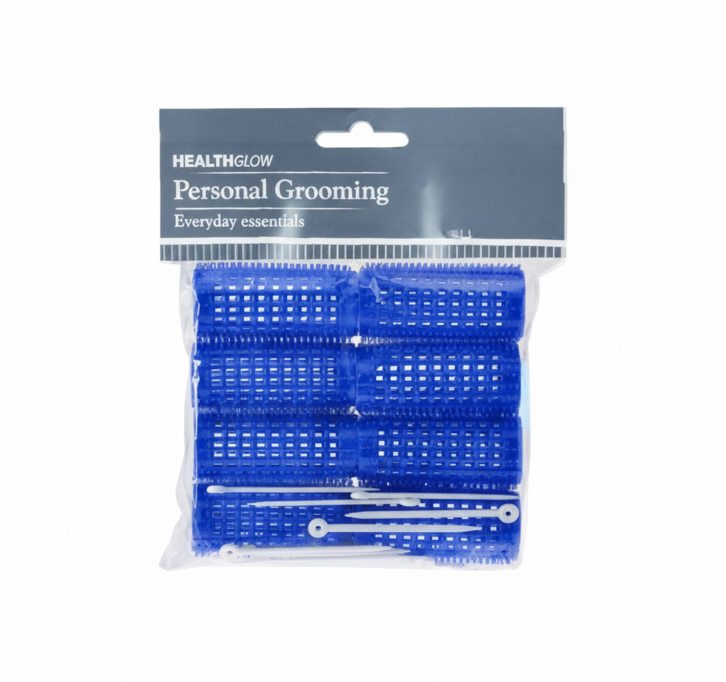 Blue Plastic Hair Curlers, Medium (Pack of 8)