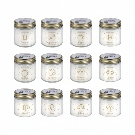 Candle in Glass Holder with Metal Lid - Horoscope - Assorted Designs