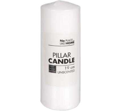 Round White Pillar Candle - Unscented - 19x7cm