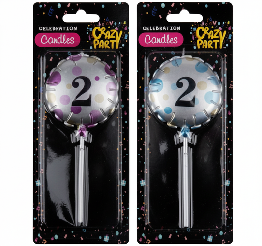 Candle Birthday Balloon Round Assorted - Number 2