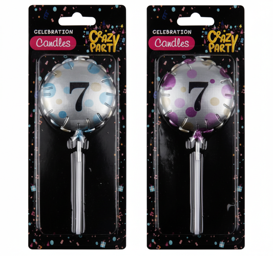 Candle Birthday Balloon Round Assorted - Number 7