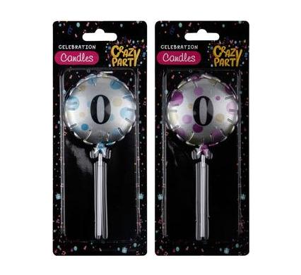 Candle Birthday Balloon Round - Assorted Number 0