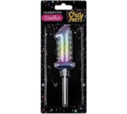 Candle Birthday Balloon Number One Rainbow - 5cm
