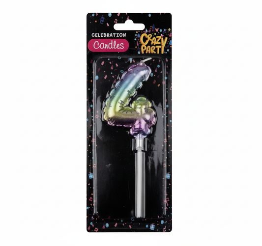 Rainbow Number Four Balloon Birthday Candle (5 cm)