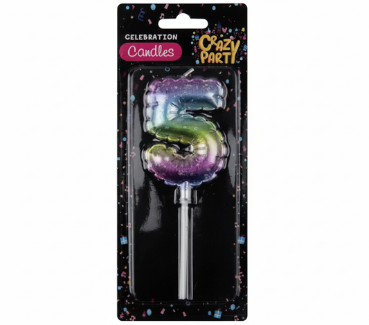 Rainbow Birthday Balloon Number 5 Candle (5 cm)