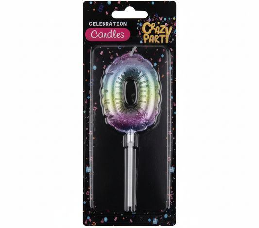 Rainbow Balloon Number 0 Birthday Candle (5 cm)