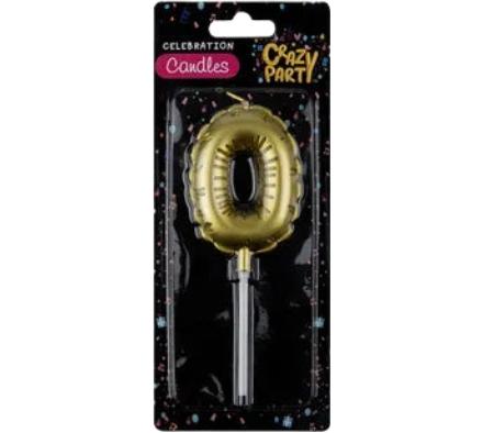 Candle Birthday Balloon Number 0 - Gold - 5 cm