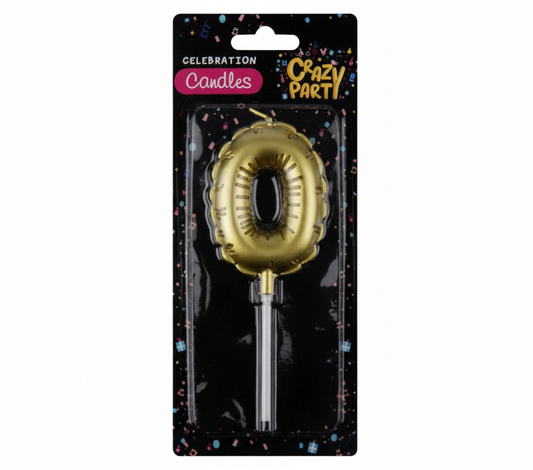 Gold Birthday Number 0 Balloon Candle (5 cm)