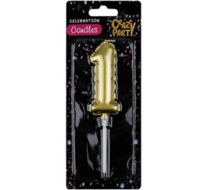 Candle Birthday Balloon Number 1 - Gold - 5 cm