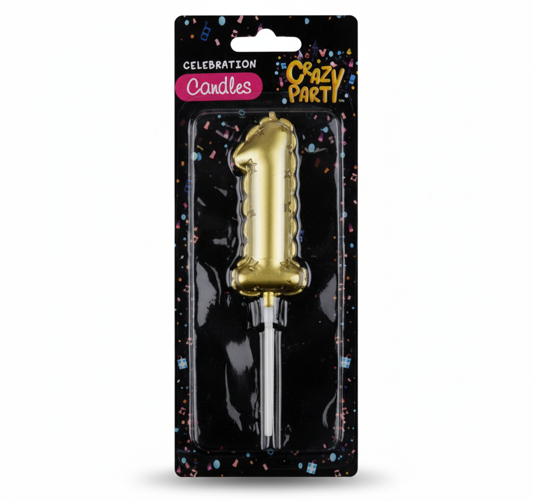 Rainbow Birthday Candle - Number 1 Balloon Design (5 cm)