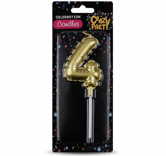 Candle Birthday Balloon Number Four - Gold - 5 cm