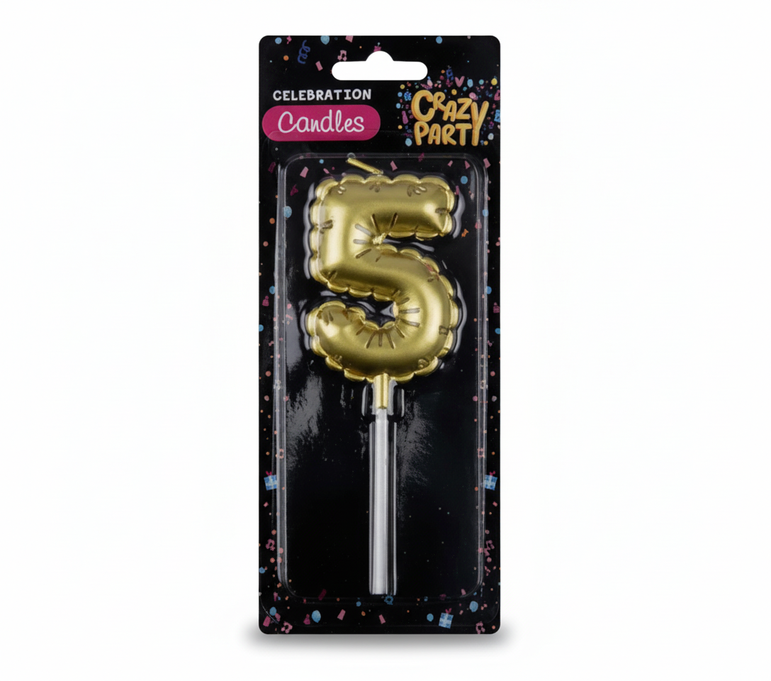 Gold Balloon Number 5 Candle for Birthday (5 cm)